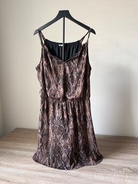 Maurices Black and Brown Snake-Print Slip Dress